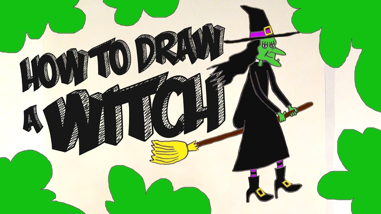 1280x720 how to draw a witch on her broom easy! step - Witch On Broom Drawing