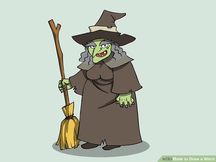 728x546 How To Draw A Witch - Witch On Broom Drawing