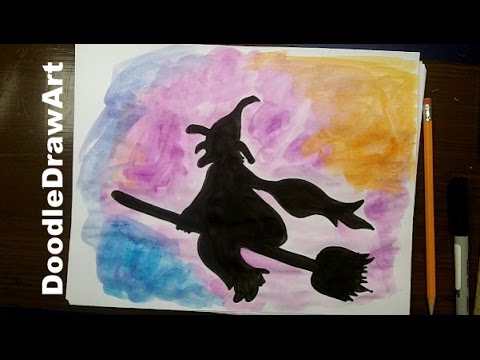 480x360 how to draw a witch on a broom for halloween - Witch On Broom Drawing