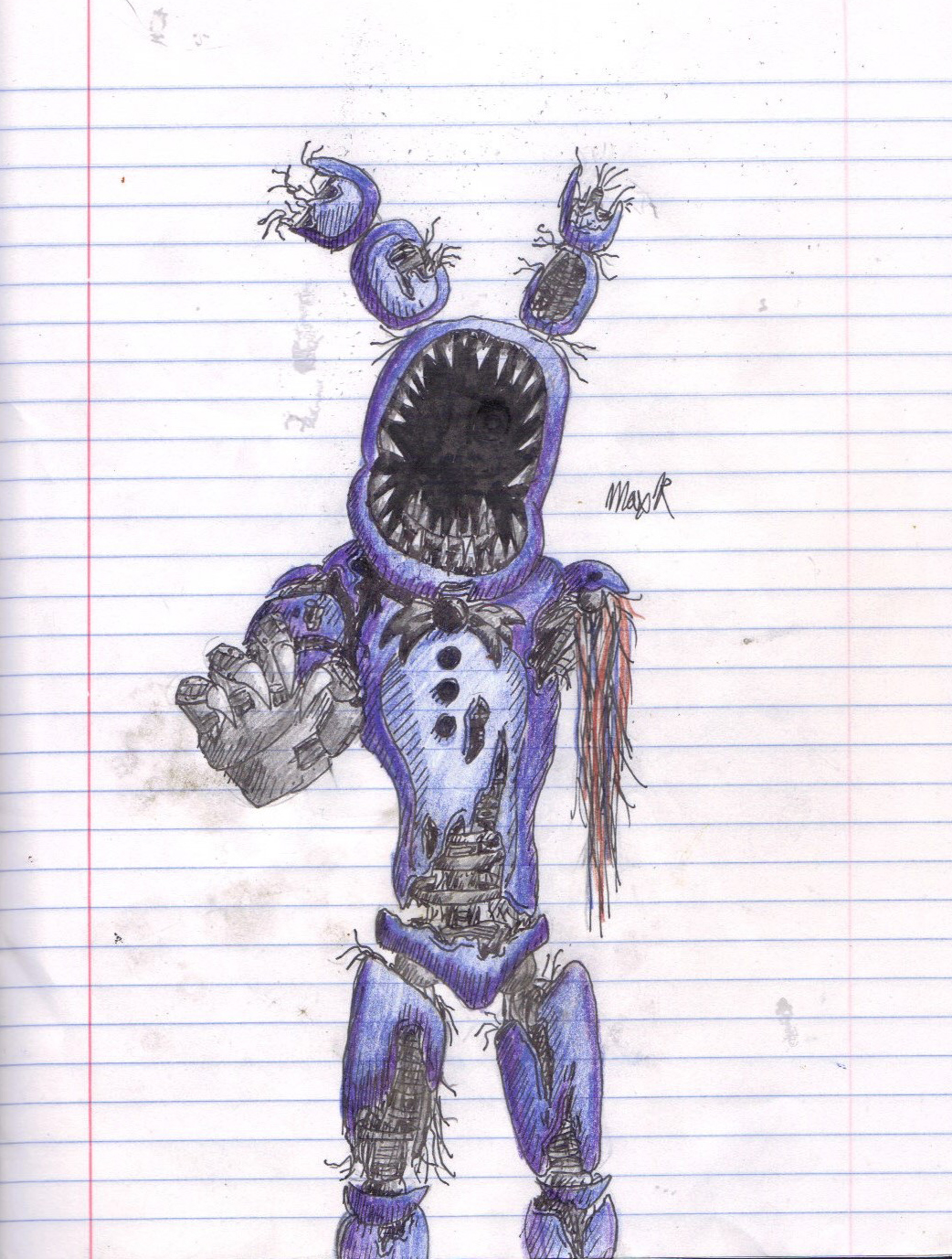 1042x1377 nightmare withered bonnie drawing fivenightsatfreddys - Withered Bonnie Drawing