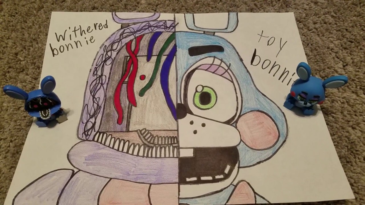 1280x720 withered bonnie toy bonnie custom drawing artwork fnaf five nights - Withered Bonnie Drawing