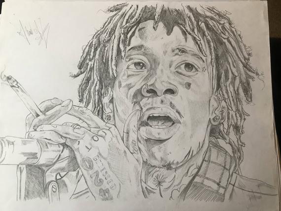 570x427 Wiz Khalifa Portrait Etsy - Wiz Khalifa Drawing