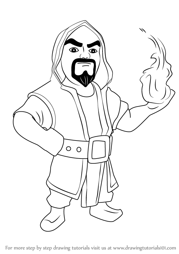 597x846 learn how to draw wizard from clash of the clans - Wizard Drawing