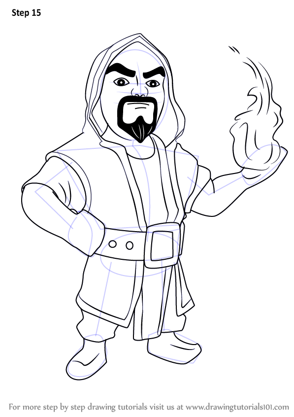 597x846 learn how to draw wizard from clash of the clans - Wizard Drawings