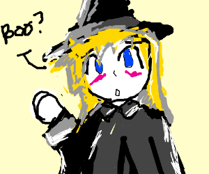 300x250 an anime ghost wearing a black wizard hat drawing - Wizard Hat Drawing