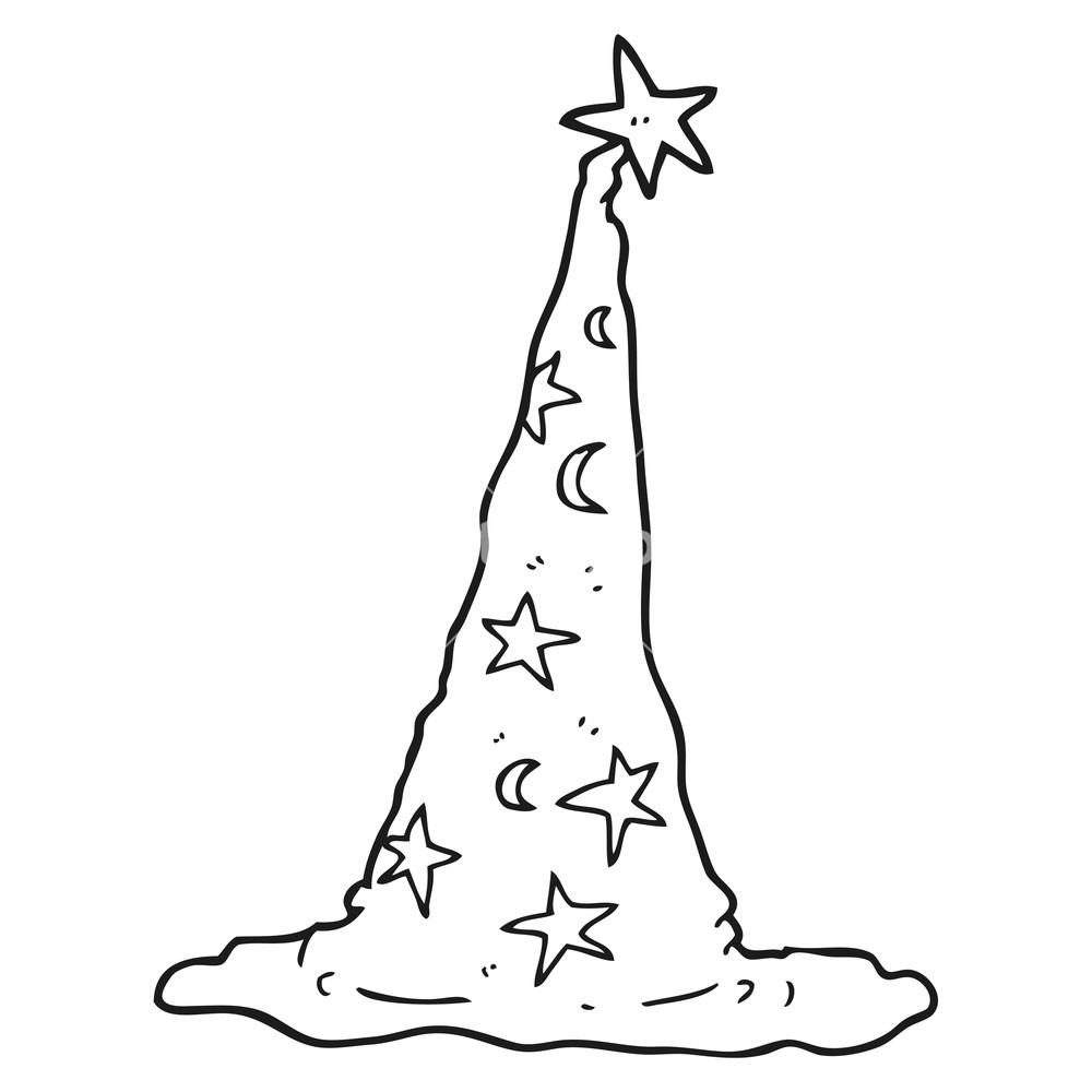 1000x1000 freehand drawn black and white cartoon wizard hat royalty free - Wizard Hat Drawing