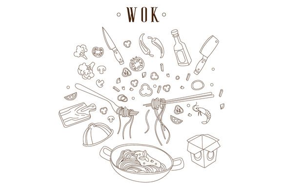 580x386 wok illustration - Wok Drawing