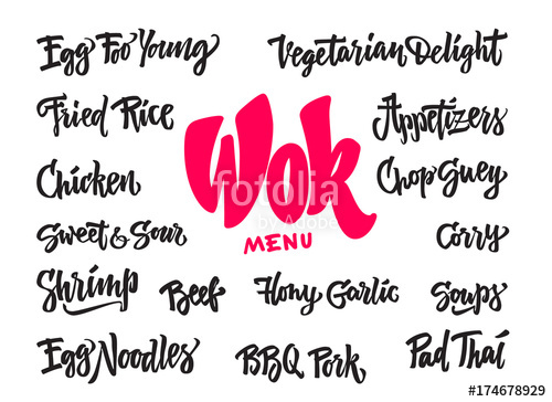 500x364 wok vector drawing with lettering isolated chinese box - Wok Drawing