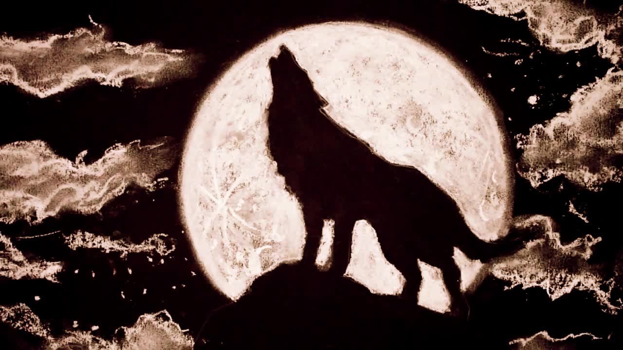 1280x720 Tutorial Art How To Draw A Wolf Howling - Wolf And Moon Drawing