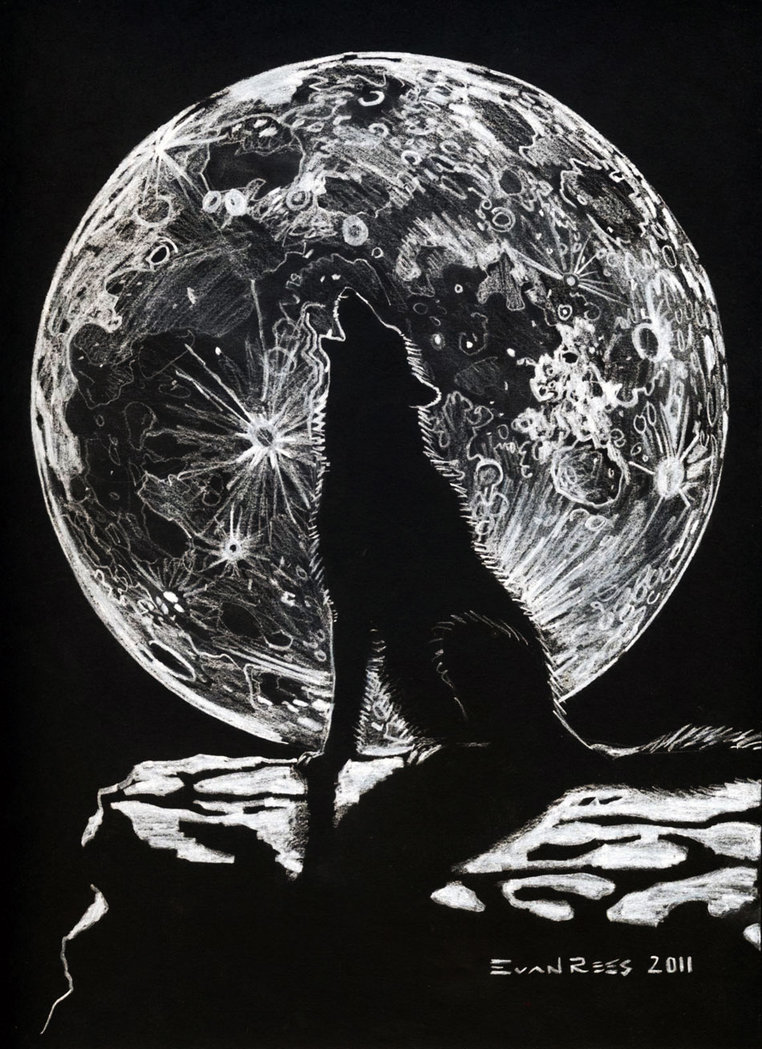 762x1049 Reverse Drawing Wolf Howling Moon For Free Download - Wolf And Moon Drawing