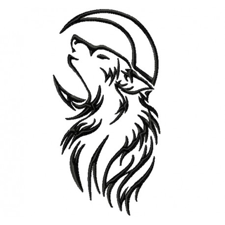 458x458 Wolf Moon Tattoo - Wolf And Moon Drawing