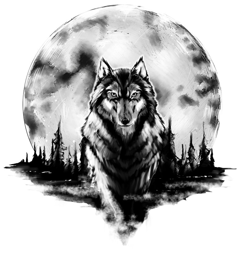 Wolf And Moon Drawing at Explore collection of