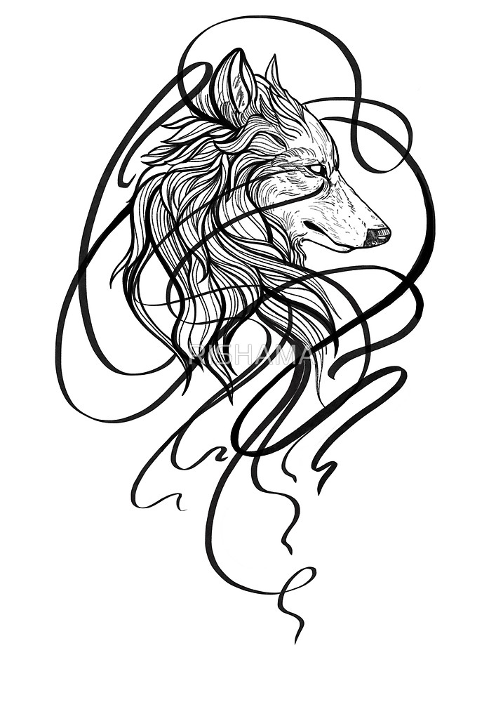 707x1000 Wolf Tattoo Sketch Graphic Fox Animals Draw - Wolf Animal Drawing