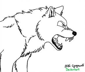 293x250 Snarly Wolf Basic Lineart - Wolf Basic Drawing
