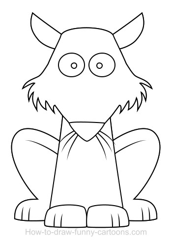 350x496 Drawing A Wolf Cartoon - Wolf Basic Drawing