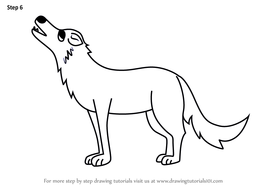 844x598 Learn How To Draw A Cartoon Wolf - Wolf Cartoon Drawing