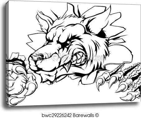 453x379 wolf claw breakthrough, canvas print barewalls posters prints - Wolf Claw Drawing