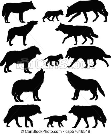388x470 silhouettes of wolves and wolf cubs collection of silhouettes - Wolf Cub Drawing