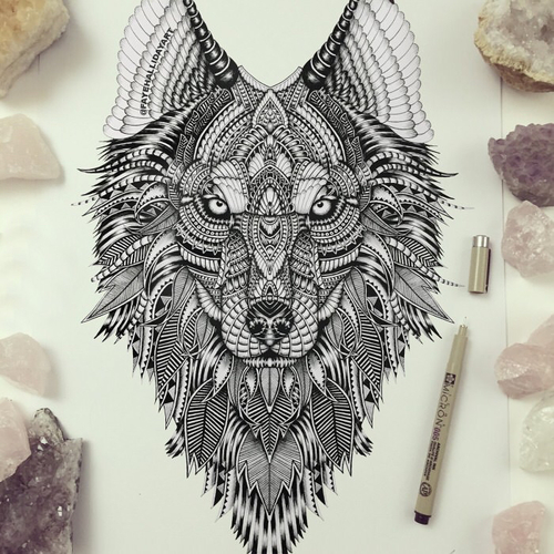 500x500 the hunt is on discovered - Wolf Drawing Art