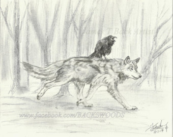 340x270 Wolf Drawing Etsy - Wolf Drawing Art