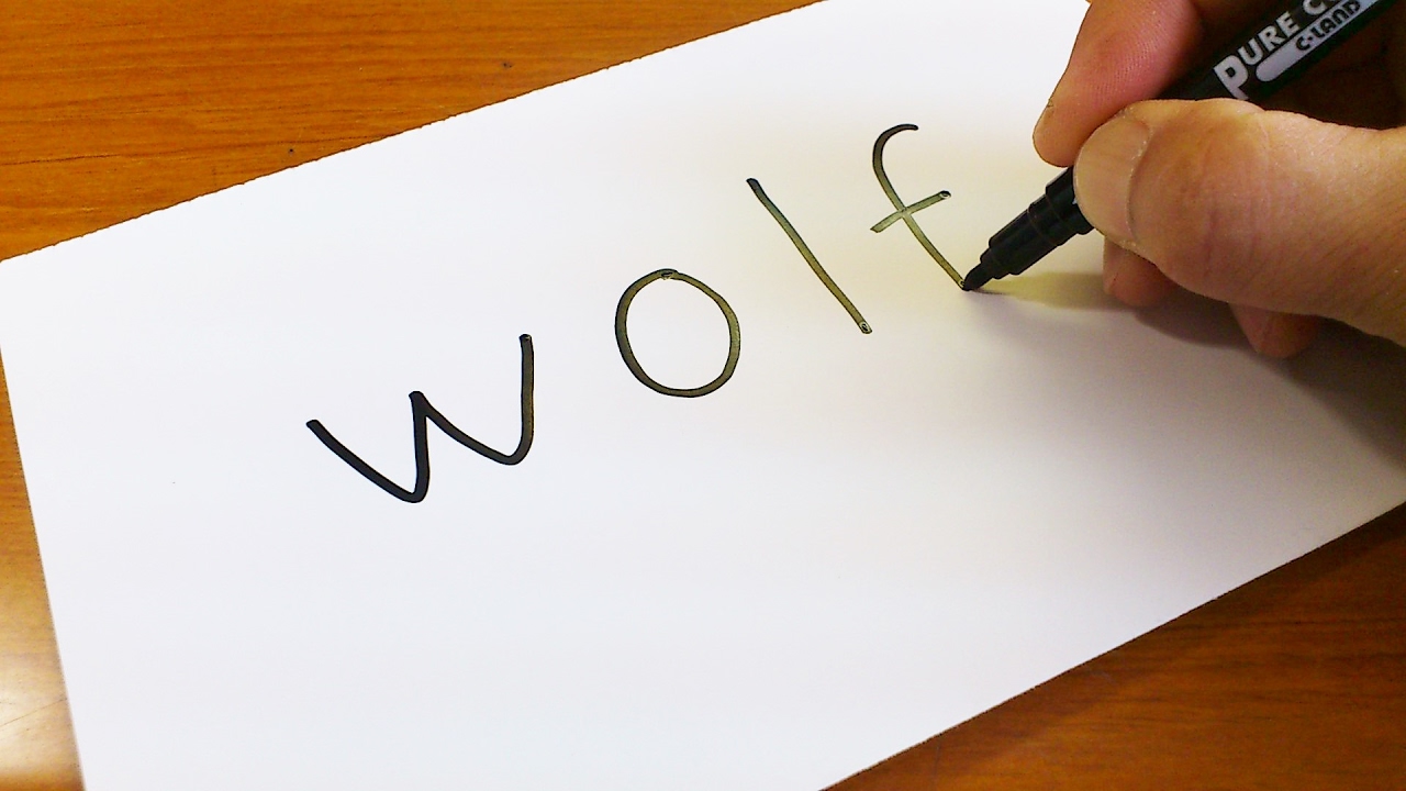 1280x720 Easy ! How To Turn Words Wolf Into A Cartoon - Wolf Drawing Easy