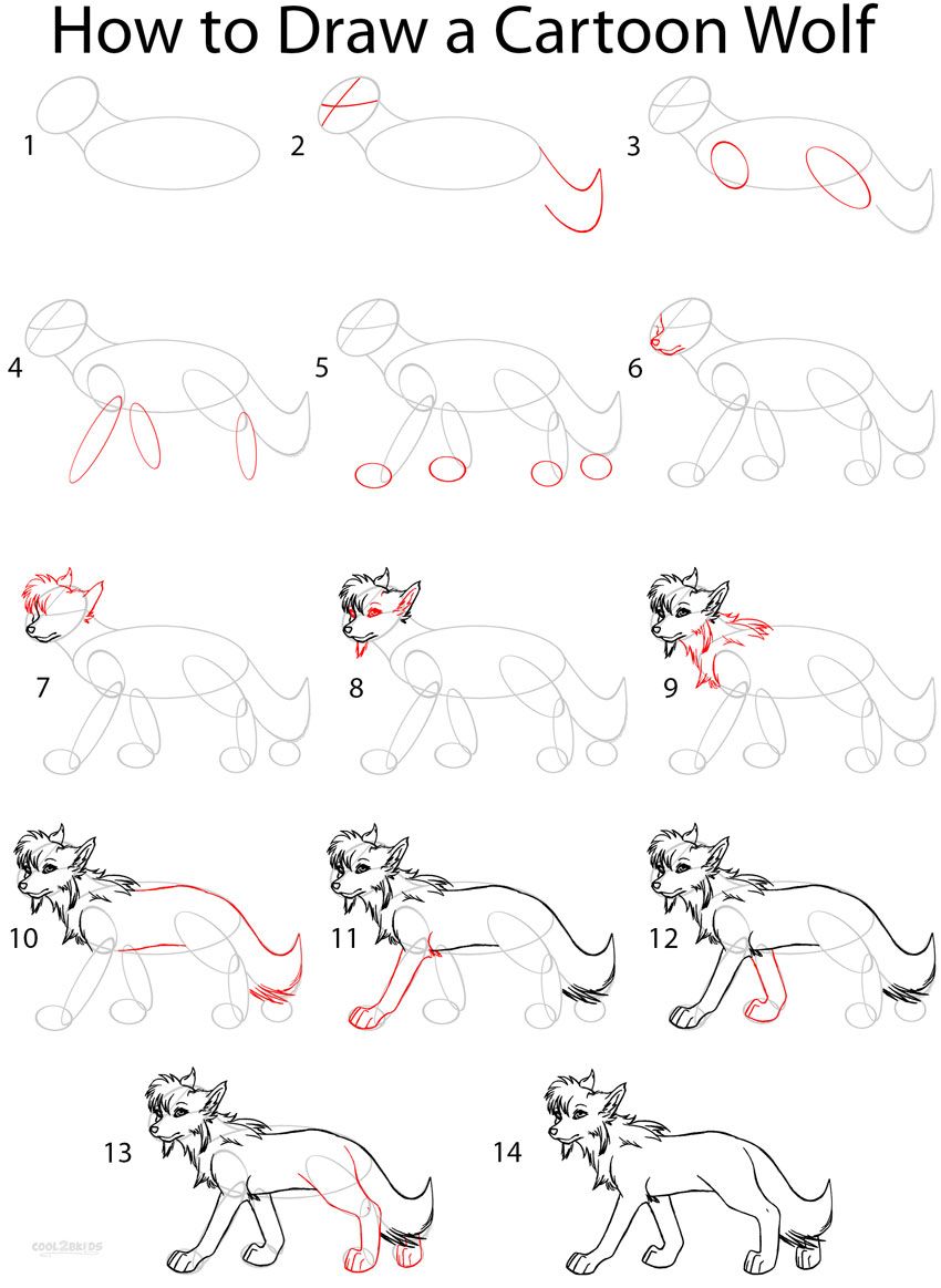 850x1163 How To Draw A Cartoon Wolf Step - Wolf Drawing Easy Step By Step