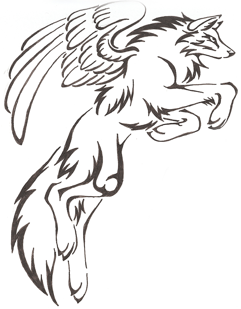 780x1000 How To Draw A Cartoon Wolf With Wings Step - Wolf Drawing Easy Step By Step