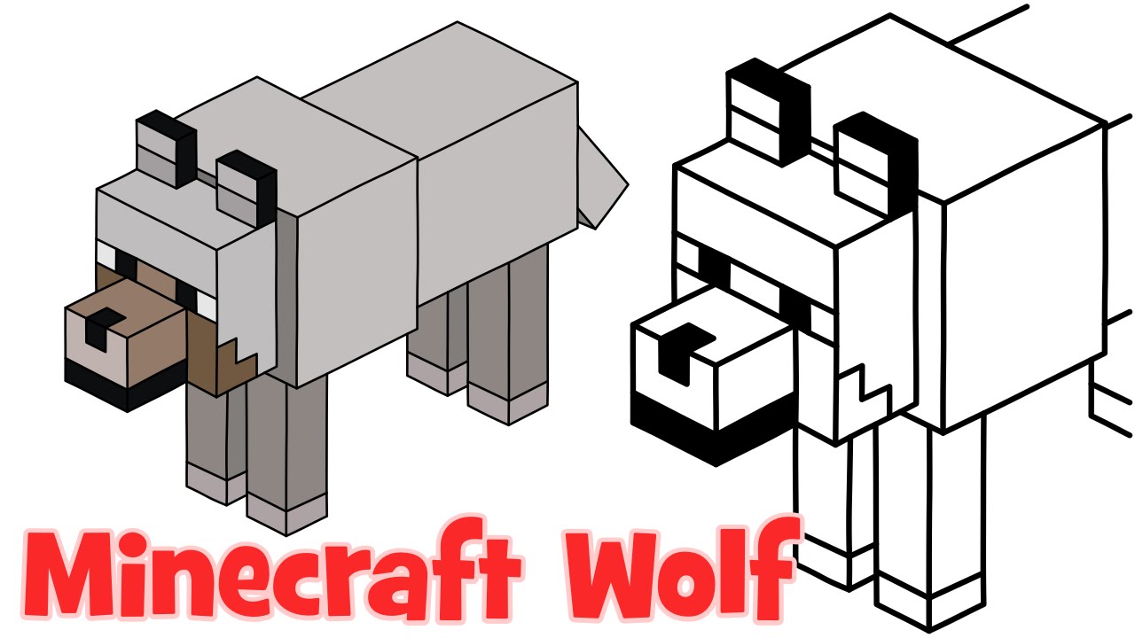 1280x720 How To Draw Minecraft Wolf Step - Wolf Drawing For Kids