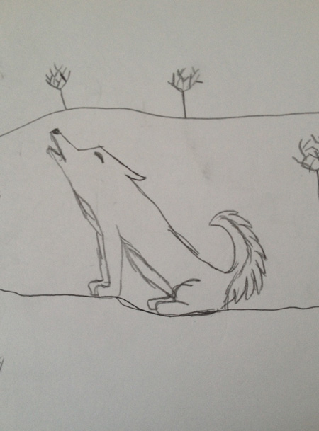 450x609 The Wolf, The Owl, And Two Kids Crock Of Shirt - Wolf Drawing For Kids