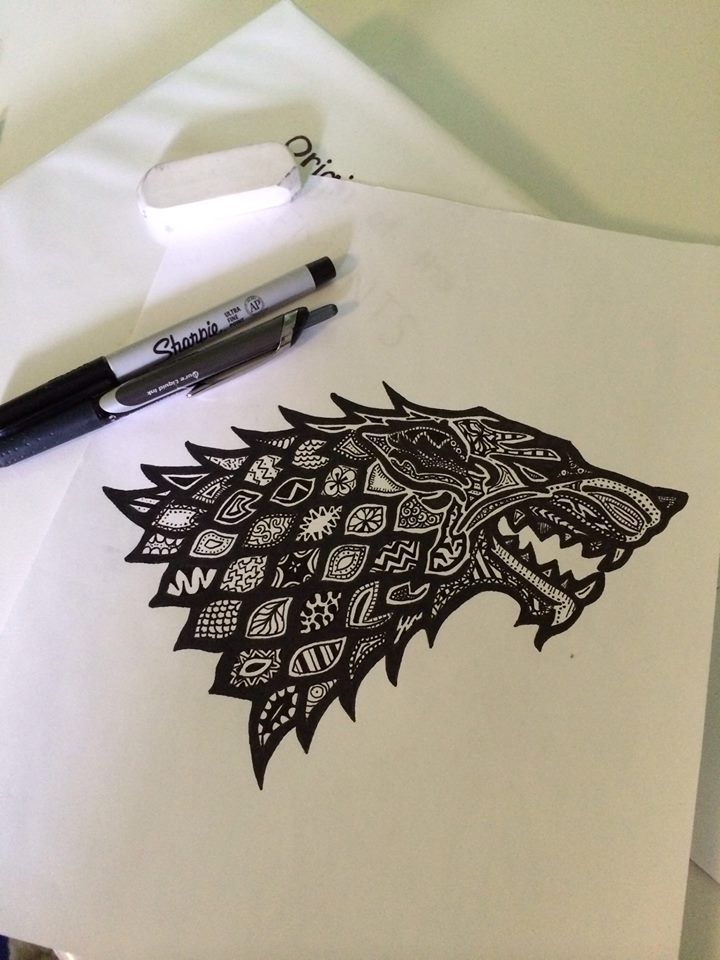 720x960 amazing house stark direwolf sharpie drawing game of thrones - Wolf Drawing Games