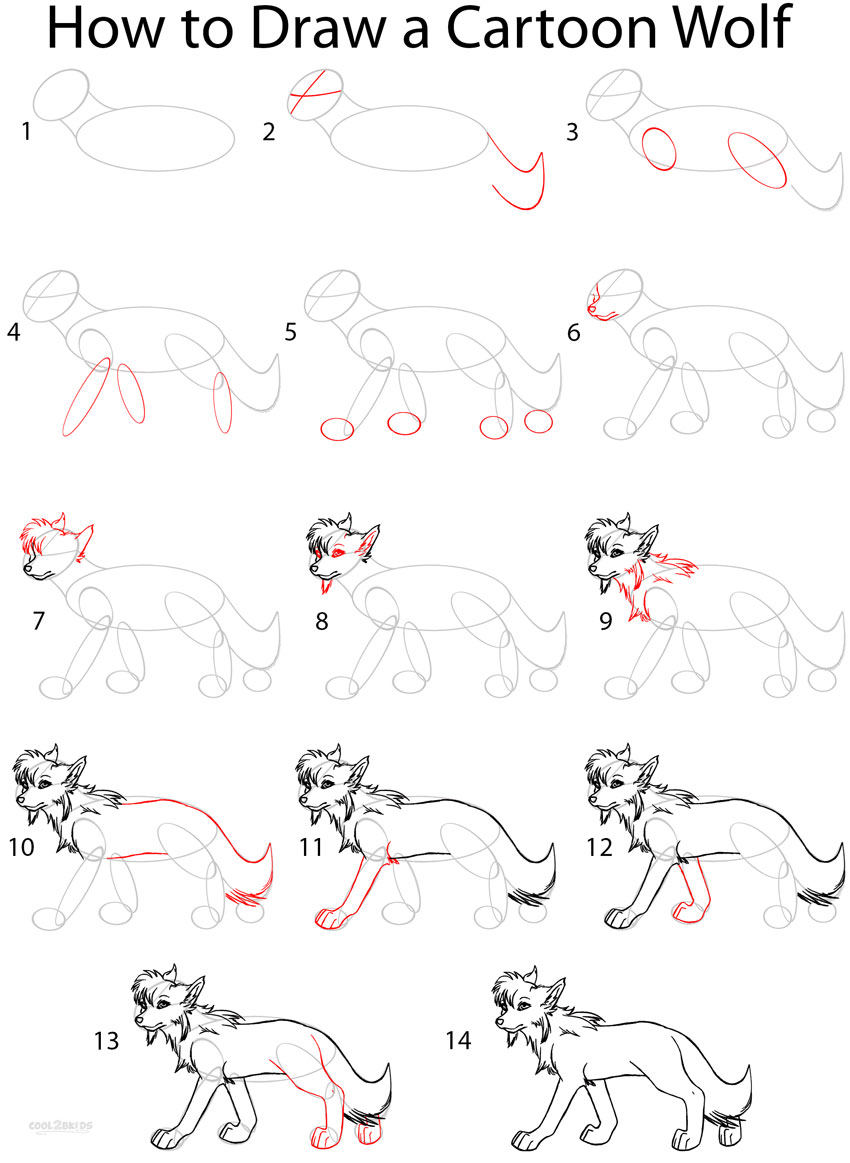 850x1163 How To Draw A Cartoon Wolf - Wolf Drawing Step By Step