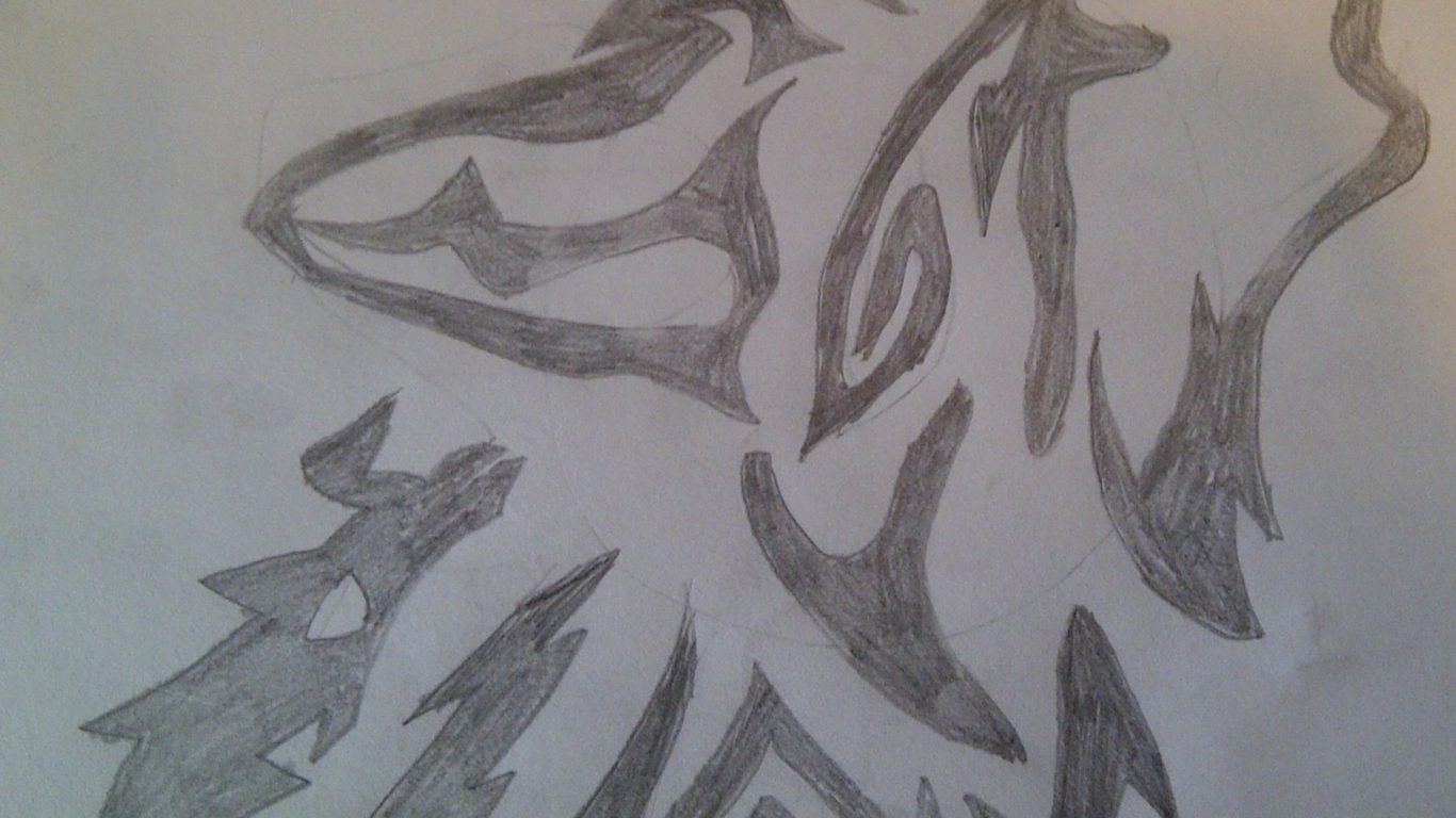 1366x768 Wolfings Howlinging Step - Wolf Drawing Step By Step Pencil