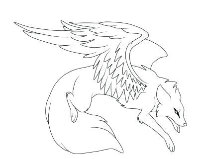 easy drawings of wolves with wings