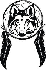 160x242 indian wolf dreamcatcher sticker - Wolf Dreamcatcher Drawing