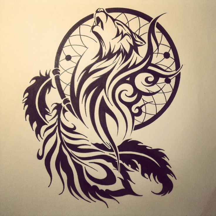 736x736 Tribal Wolf Dream Catcher Tattoo Drawing Tattoo Ideas - Wolf Dreamcatcher Drawing