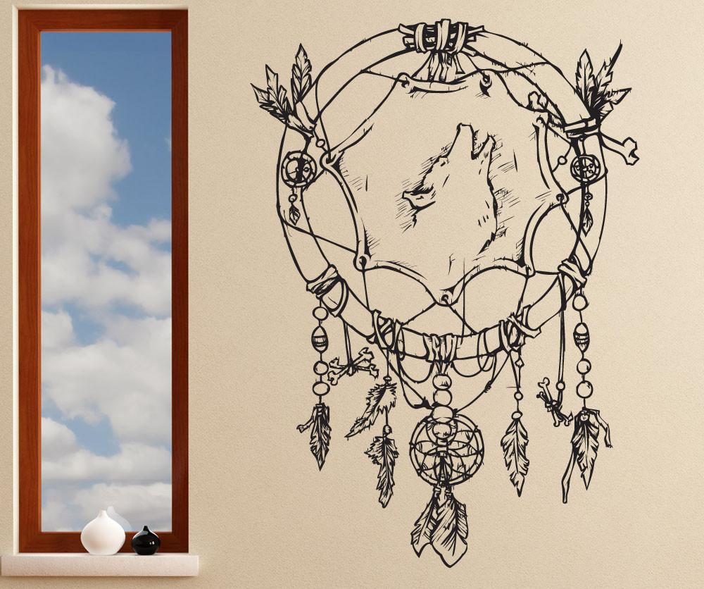 1000x836 vinyl wall decal sticker wolf dreamcatcher - Wolf Dreamcatcher Drawing