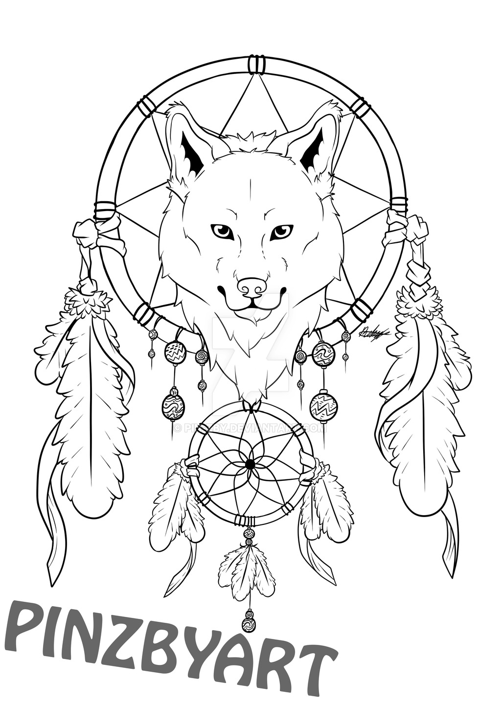 1024x1448 Wolf Dreamcatcher Lineart - Wolf Dreamcatcher Drawing