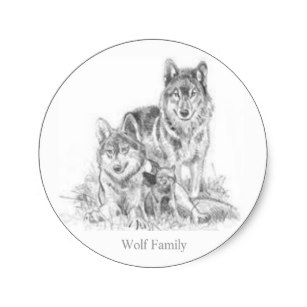 307x307 Wolf Family Stickers Zazzle Ca - Wolf Family Drawing