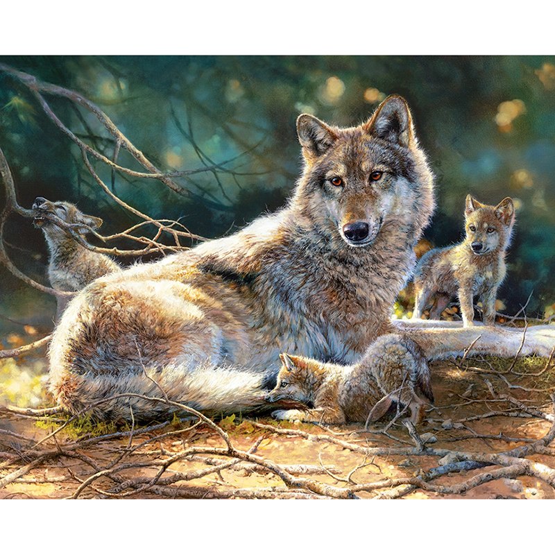 800x800 zhui star diy full square drill diamond drawing cross stitch - Wolf Family Drawing