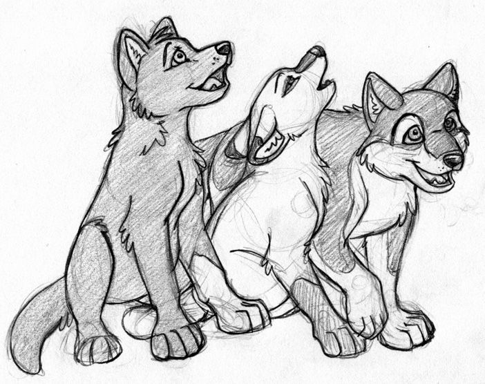 702x556 Wolf - Wolf Family Drawing