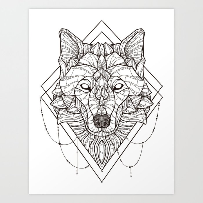 Wolf Geometric Drawing at PaintingValley.com | Explore collection of ...