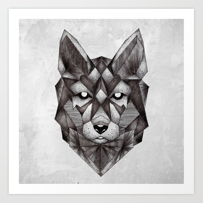 700x700 geometric wolf art print - Wolf Geometric Drawing