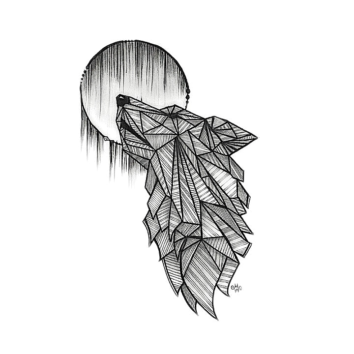 720x720 geometric wolf, micron pen, x art - Wolf Geometric Drawing