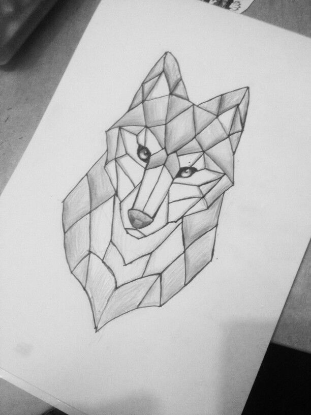 612x816 wolf drawing geometric for free download - Wolf Geometric Drawing