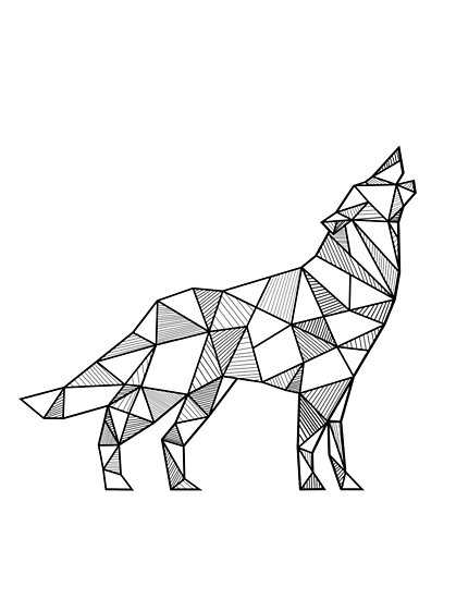 419x550 howling wolf geometric posters - Wolf Geometric Drawing