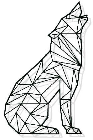 297x448 laser cut metal geometric howling wolf wall art black souq - Wolf Geometric Drawing