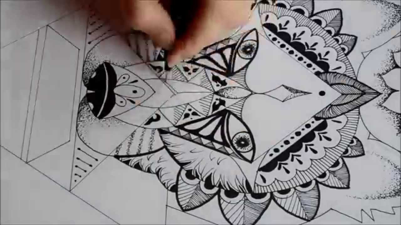 1280x720 Speed Drawing - Wolf Geometric Drawing
