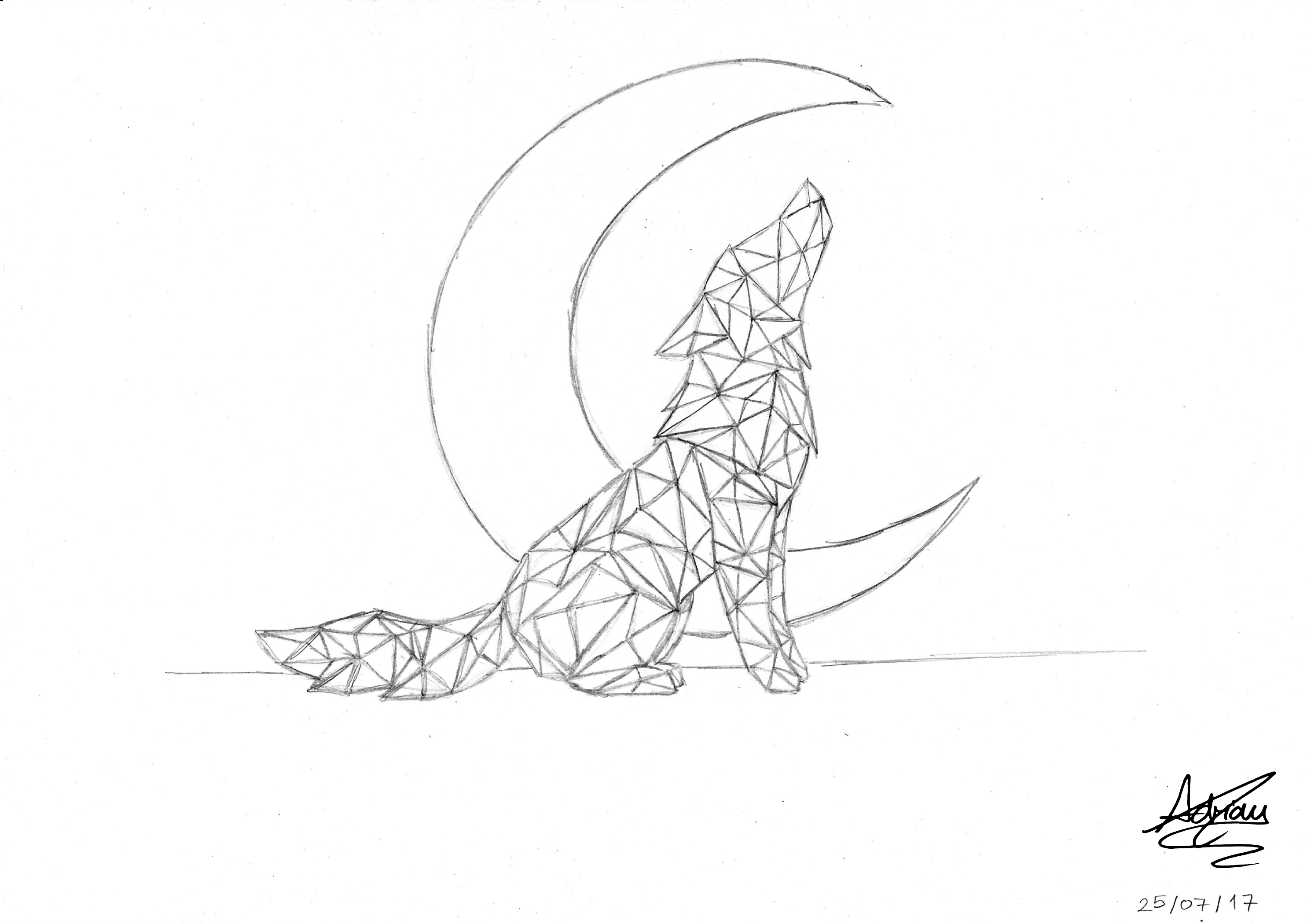 2970x2100 Daily Drawing - Wolf Geometric Drawing