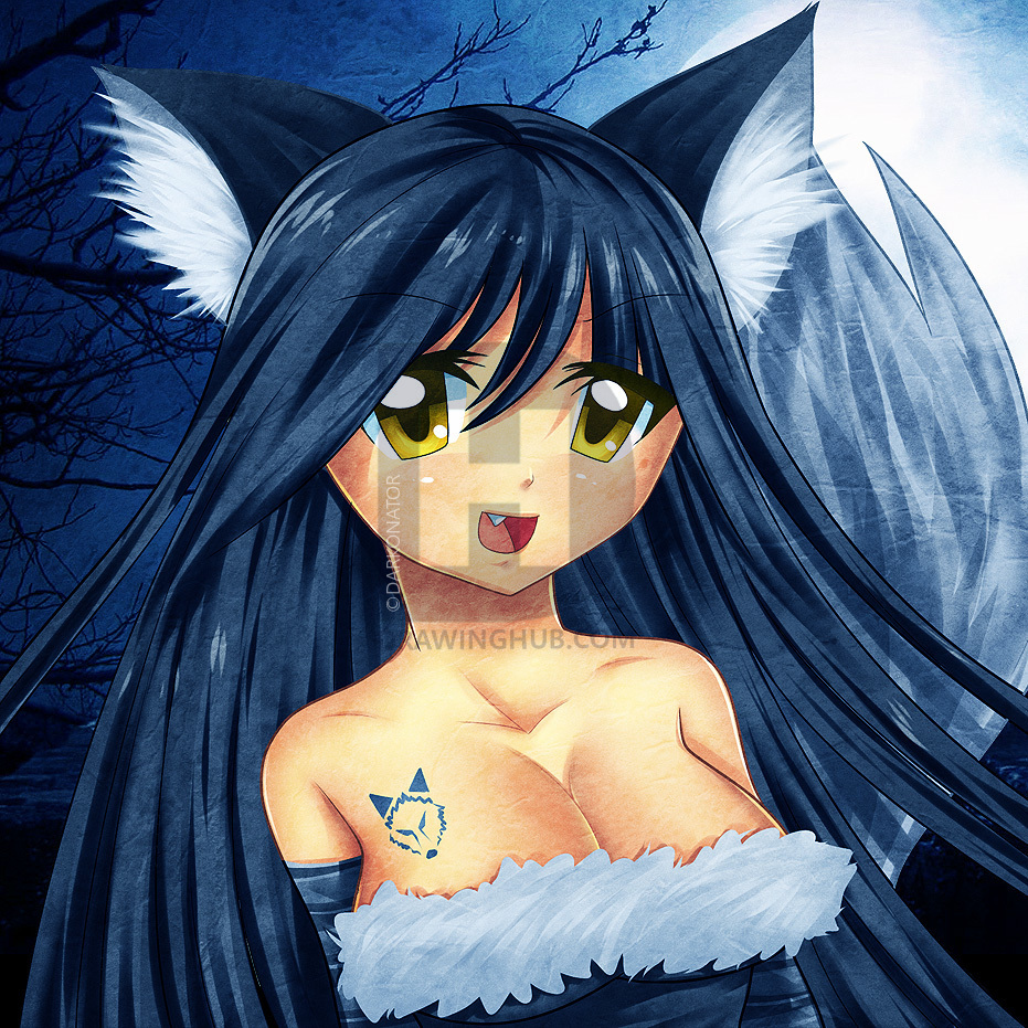 931x931 How To Draw A Wolf Girl, Anime Wolf Girl, Step - Wolf Girl Drawing