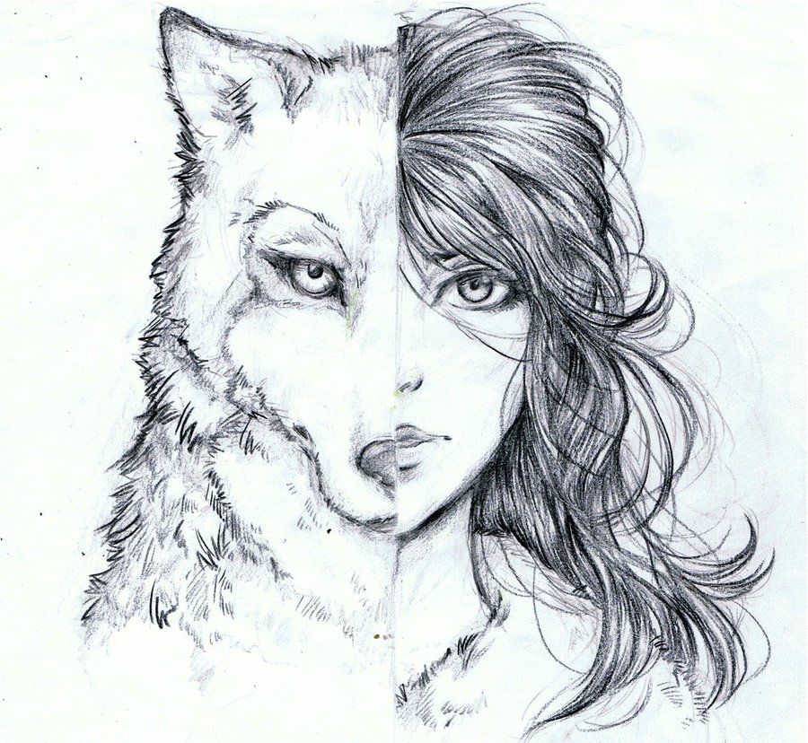 900x828 Wolf Drawings - Wolf Girl Drawing